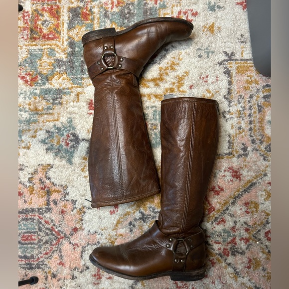 Frye Back Zip Leather Harness Boot - Picture 5 of 10